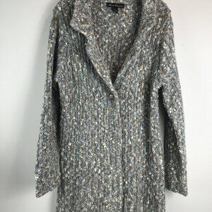 Women's Maria Christina Wool Blend Beige/Gray Cardigan Size L